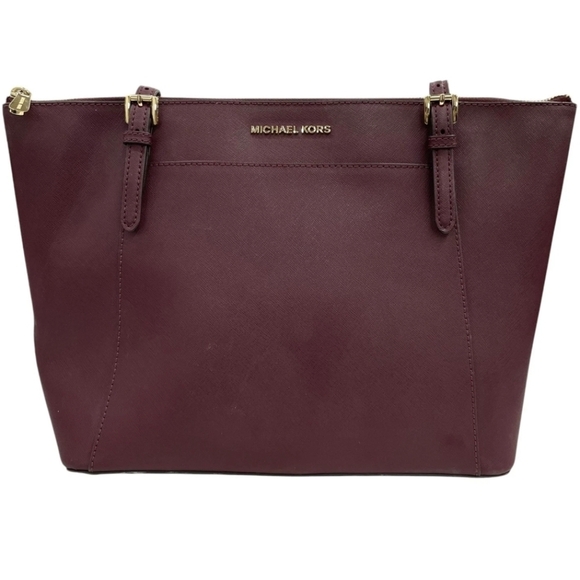 Michael Kors Burgundy Saffiano Leather Tote Authentic
